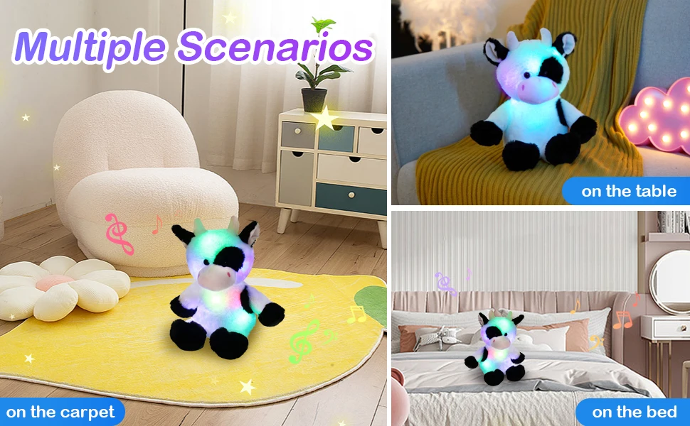 Glowing Dairy Cattle Farm Cow Plush Toy for Kids 7