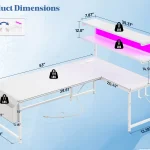 Enhomee 53inch LShaped Office Desk with RGB LED Computer 8 | PricZone Enhomee 53 inch L Shaped Office Desk with RGB LED Computer 8 | PricZone