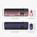 Two wireless keyboards with mice showing dimensions 444 mm long 138 mm high mouse 105 mm tall pink | PricZone
