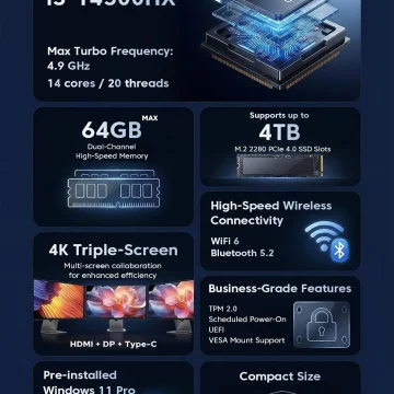 Acemagic H2 Mini PC Intel Core I5-14500Hx 16Gb Ddr4 512Gb 1