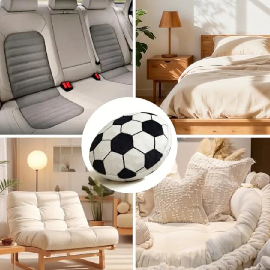 Soccer Ball Plush Pillow Round Fluffy Flannel Throw Cushion 6 | PricZone Soccer Ball Plush Pillow Round Fluffy Flannel Throw Cushion 6 | PricZone