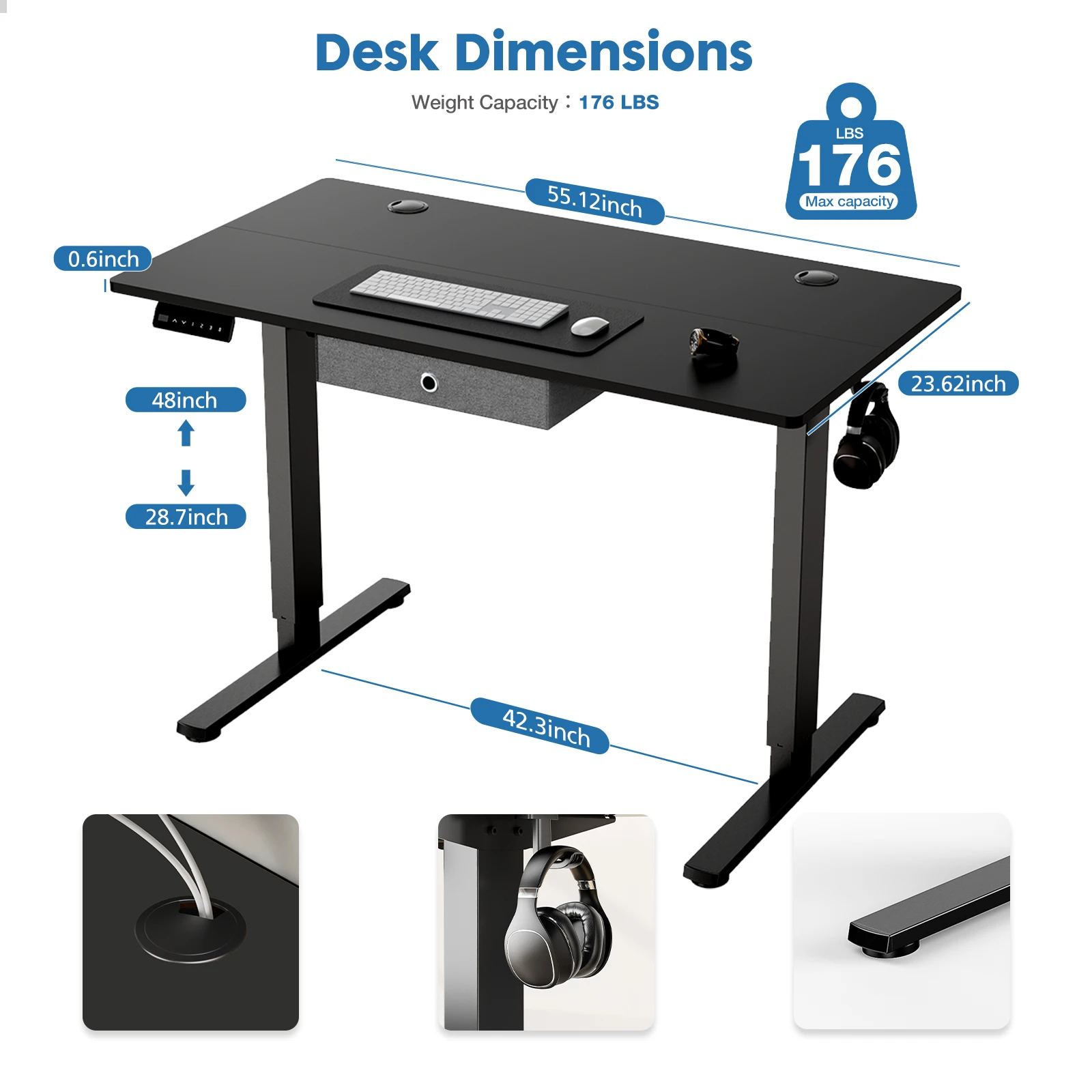 Jhk Ergonomic Electric Standing Desk Height Adjustable 24