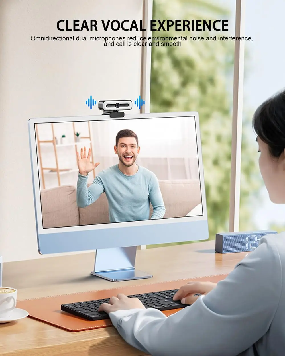 4K Uhd Webcam with Dual Mics and Auto Light Correction 11
