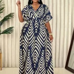 Plus Size Tropical Leaf Print Summer Maxi Dress 5 | PricZone Plus Size Tropical Leaf Print Summer Maxi Dress 5 | PricZone