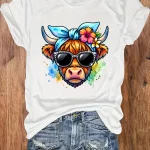 Womens Plus Size Colorful Cow Tank Top with Sunglasses 6 | PricZone Womens Plus Size Colorful Cow Tank Top with Sunglasses 6 | PricZone