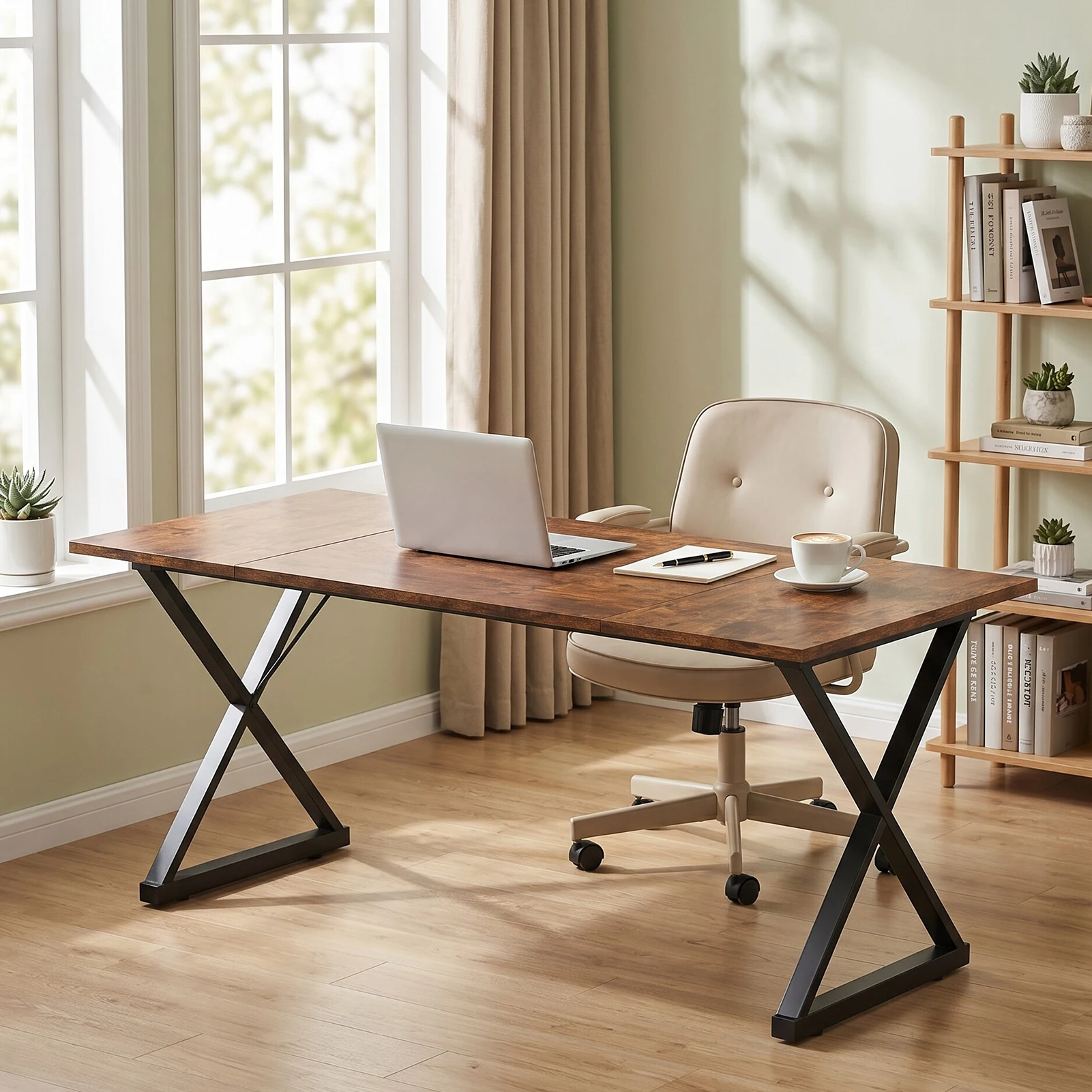 Wooden Computer Desk with Metal Legs for Home Office 1 | PricZone Wooden Computer Desk with Metal Legs for Home Office 1 | PricZone