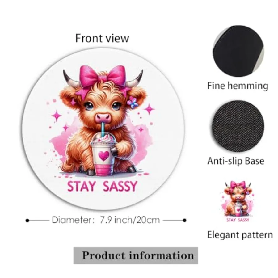 Highland Cow Mouse Pad Coquette Pink Bow 2 | PricZone Highland Cow Mouse Pad Coquette Pink Bow 2 | PricZone