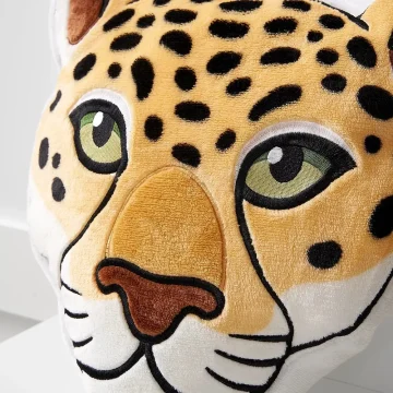 Beige Cheetah Embroidered Decorative Pillow for Kids Room 2