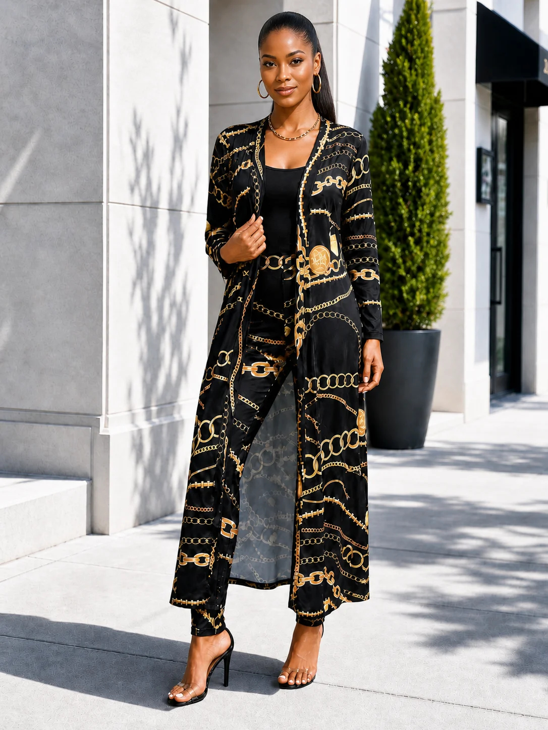 2Piece Long Sleeve Printed Pants Set with Cardigan 1 | PricZone 2 Piece Long Sleeve Printed Pants Set with Cardigan 1 | PricZone
