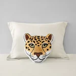 Beige Cheetah Embroidered Decorative Pillow for Kids Room 5 | PricZone