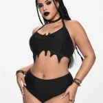 Bat Style Gothic Halter Bikini Set Plus Size Adjustable 4 | PricZone
