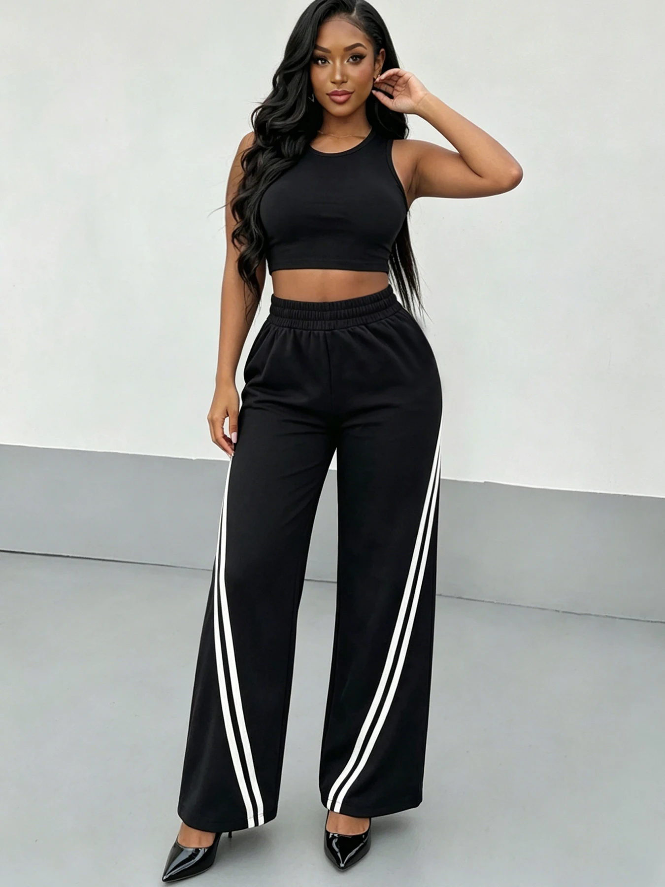 Ummer Women Tank Top Striped Wide Leg Pants Casual 2Piece 1 | PricZone Ummer Women Tank Top Striped Wide Leg Pants Casual 2 Piece 1 | PricZone