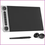 Bluetooth Graphics Drawing Tablet with Dual Dials 1 | PricZone Huion graphic drawing tablet with stylus and spare nibs shown beside the pen and nib replacements | PricZone