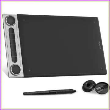 Huion graphic drawing tablet with stylus and spare nibs shown beside the pen and nib replacements | PricZone