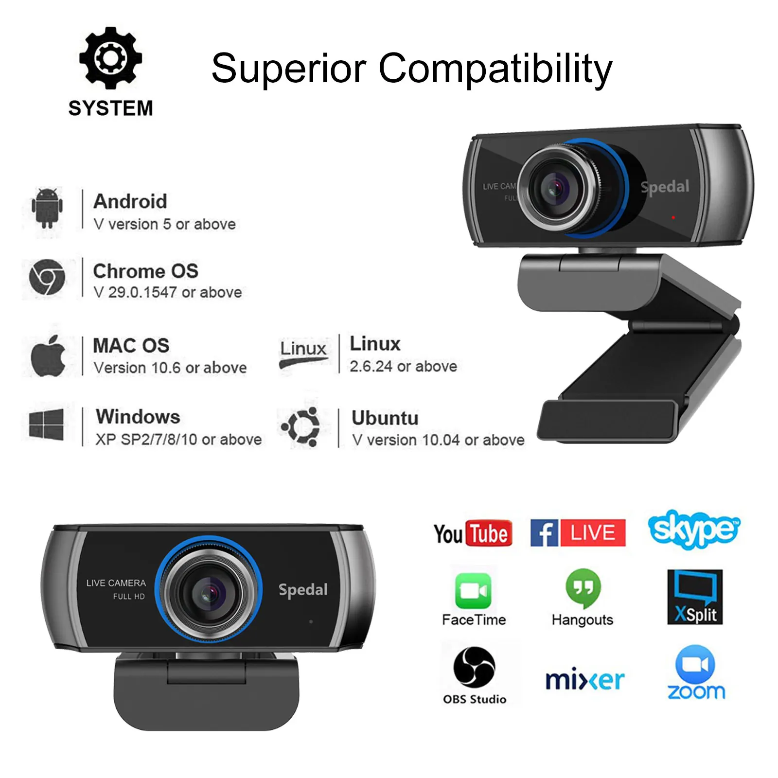 Hd 1080P Mf USB Streaming Webcam with Microphone 12