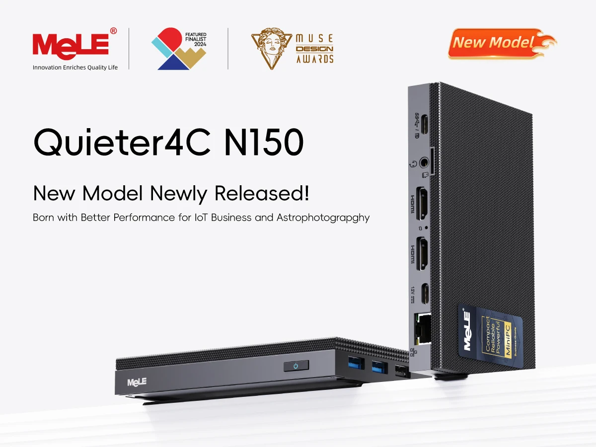 Mele Quieter4C N150 Fanless Mini PC with 8Gb Ddr4 RAM 9