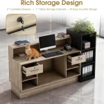 Travertine Reception Desk 63 in x 71 in with Locking Drawers 3 | PricZone Travertine Reception Desk 63 in x 71 in with Locking Drawers 3 | PricZone