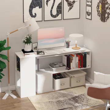 55-inch 360° Rotating Corner Computer Desk Modern L-Shaped Home 2