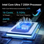 Khadas Mind 2S Mini PC with Intel Core Ultra 7 255H 2 | PricZone Infographic for Intel Core Ultra 7 255H 16 cores16 threads 51 GHz max turbo 24 MB cache with 63 performance increase | PricZone
