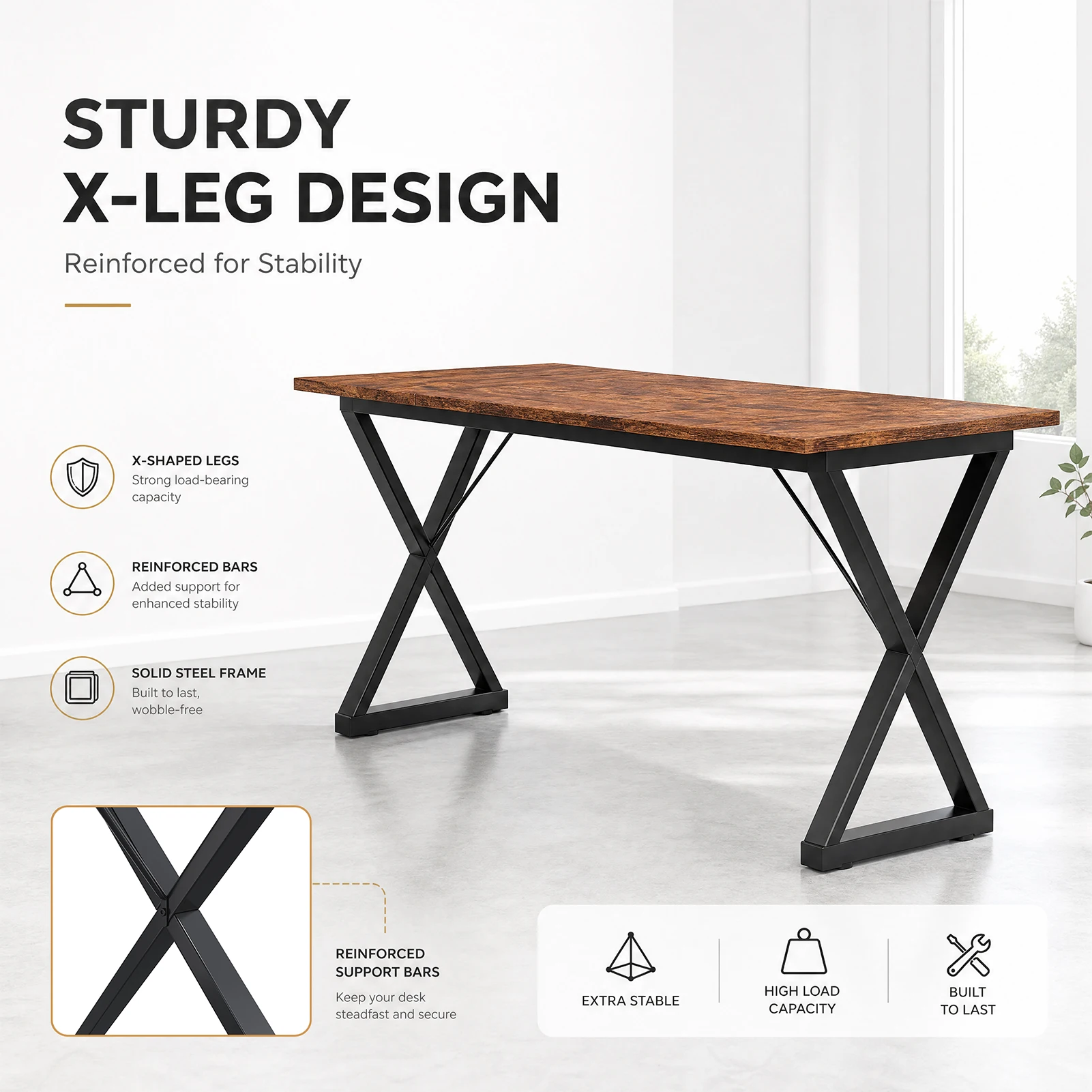 Wooden Computer Desk with Metal Legs for Home Office 4 | PricZone Wooden Computer Desk with Metal Legs for Home Office 4 | PricZone