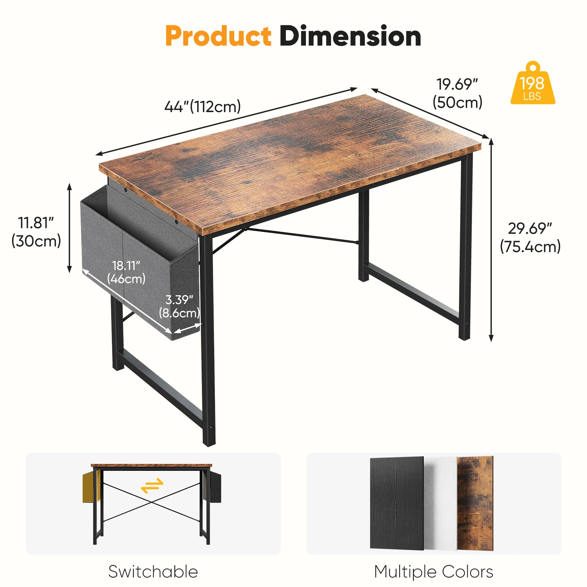 Computer Office Desk with Storage and Metal 19