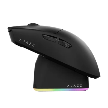 Black AJAZZ VR headset with glossy finish and built in side controllersvents visible on the curved shell | PricZone