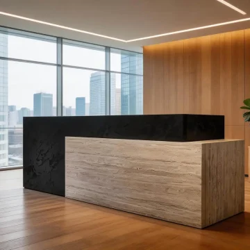 87In Commercial Reception Desk Black White Office Hotel 1 | PricZone