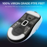 Attack Shark X3 Wireless Gaming Mouse 49G Ergonomic PC 5 | PricZone Advertising banner showing bold text 100 Virgin Grade PTFE Feet over a blue purple gradient with a close up of a devices foot pads | PricZone