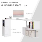55 inch 360° Rotating Corner Computer Desk Modern L Shaped Home 5 | PricZone