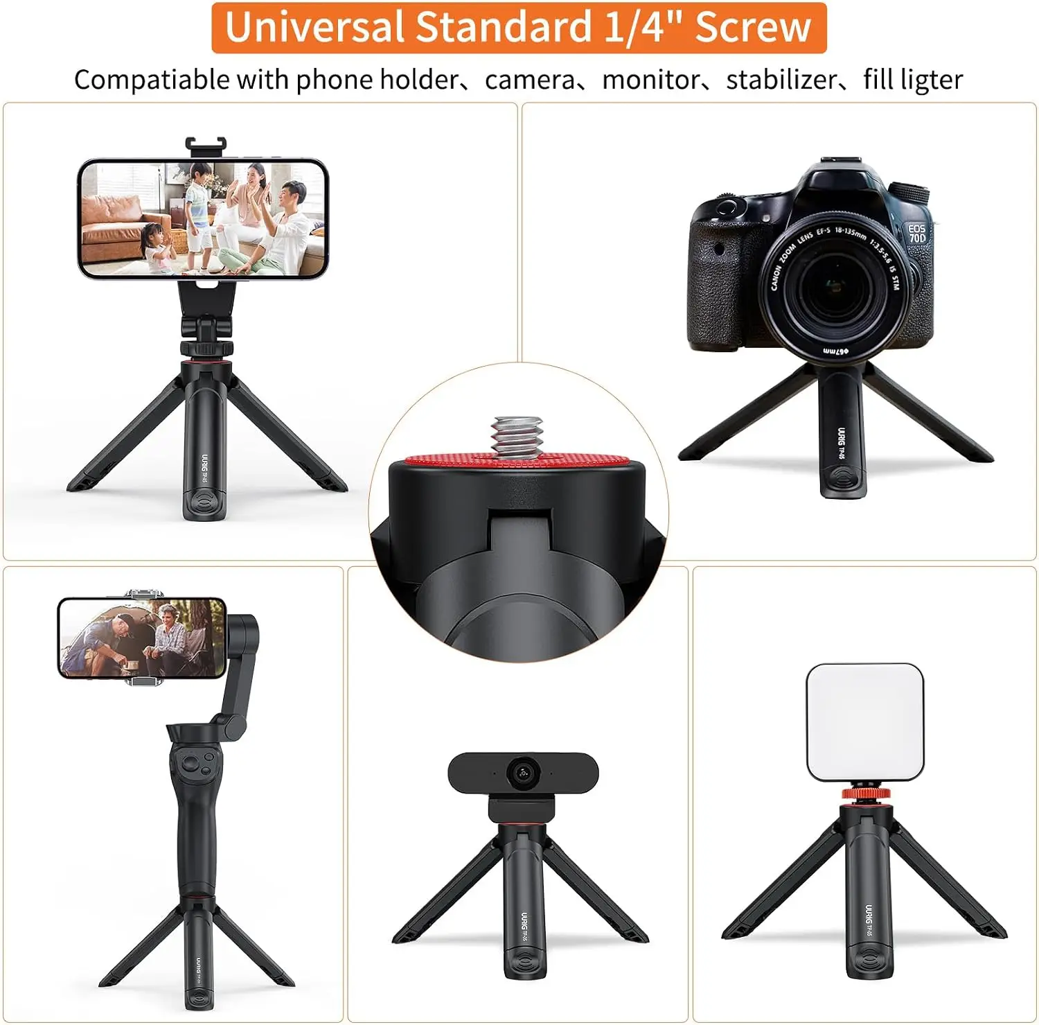 Mini Extendable Tripod Selfie Stick with 1/4 Inch Screw 9