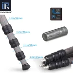 Carbon Fiber Tripod Monopod with Ballhead Fluid Head 4 | PricZone Close up of a telescoping tripod leg with numbered locking collars and rubber foot showing 10in13in sections Innorel logo visible | PricZone