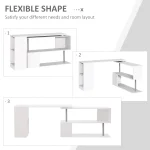 55 inch 360° Rotating Corner Computer Desk Modern L Shaped Home 4 | PricZone