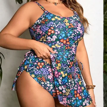 Plus Size Floral Tankini Swimsuit for Beach Summer 1