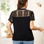 Plus Size Summer Lace Patchwork Blouse 3 | PricZone