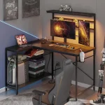 L Gaming Desk with Power Outlets and LED Lights 3 | PricZone