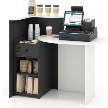 Lockable Reception Desk with Round Counter Table 1 | PricZone