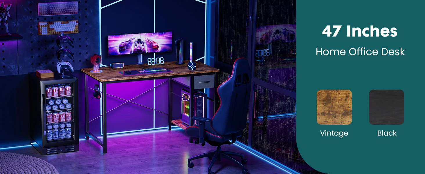 47-in Computer Desk with 2 Drawers for Study Office 11