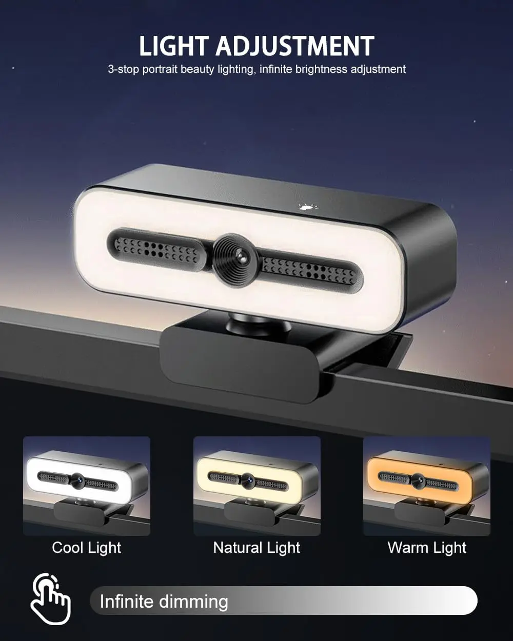 4K Uhd Webcam with Dual Mics and Auto Light Correction 9