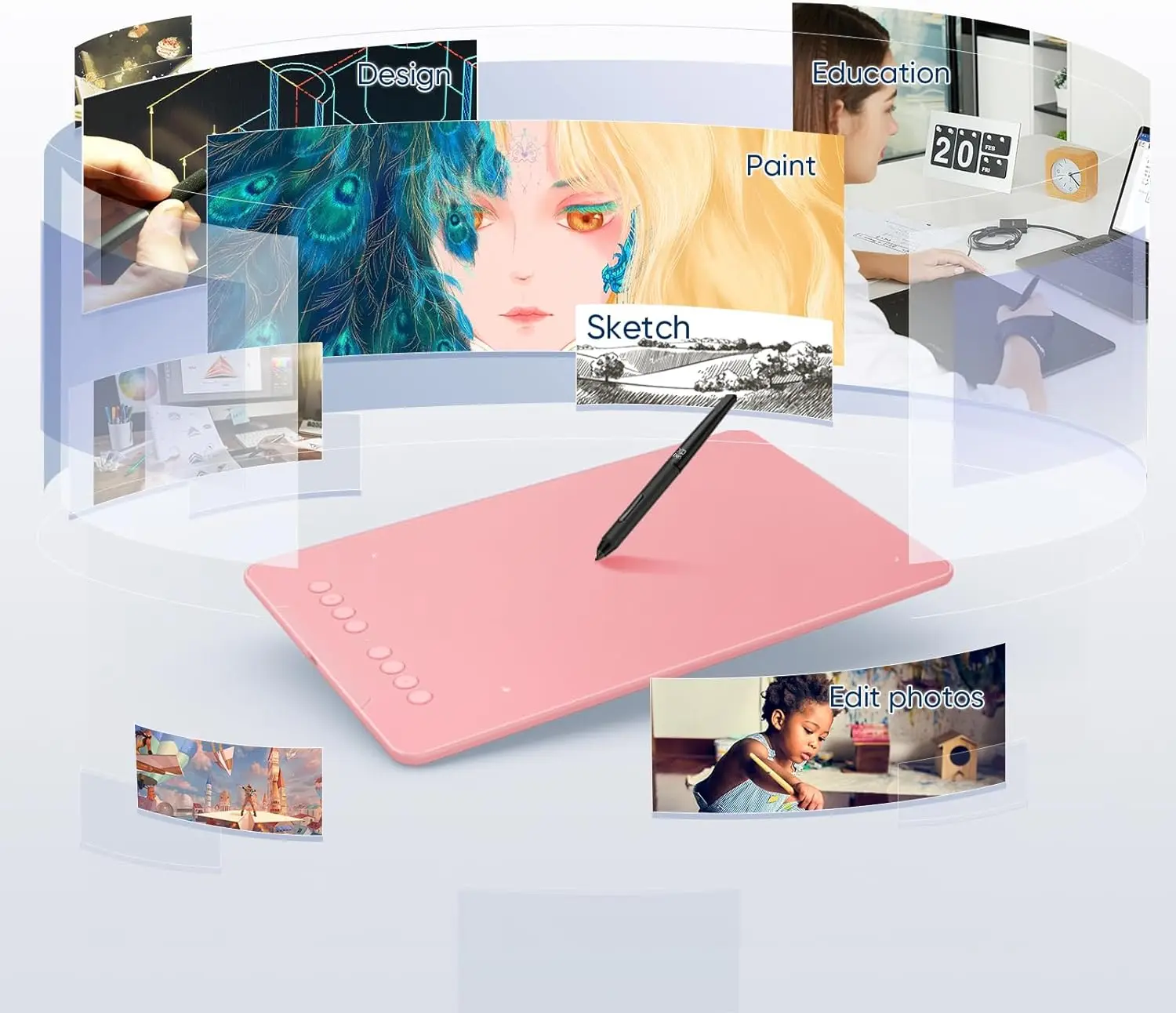 10X6.25 Inch Graphics Drawing Tablet with 16384 Levels 12