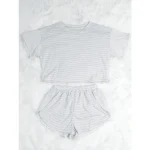 Contrasting Striped Knitted 2 Piece Casual Loungewear Set 5 | PricZone