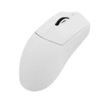 White wireless computer mouse shown at an angle highlighting the scroll wheel and side buttons on a white background | PricZone