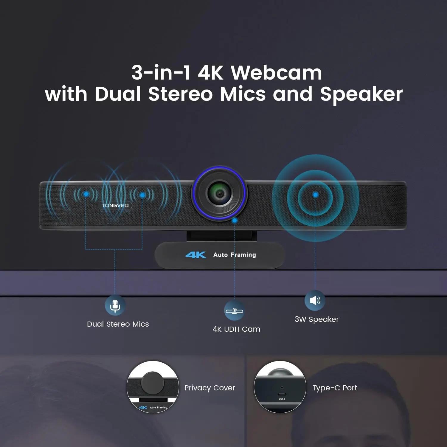 4K Webcam with 5X Zoom and AI Auto-Tracking 9
