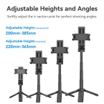 Ulanzi Jj02 Tripod with Remote 3In1 Selfie Stick and Cold 5 | PricZone Set of four adjustable phonetablet tripods with extendable poles and smartphone holders shown at different heights 200385mm and 220365mm | PricZone