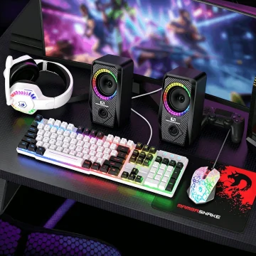 Mambasnake T11 5-In-1 Wired Rainbow LED Backlit Keyboard Set 1