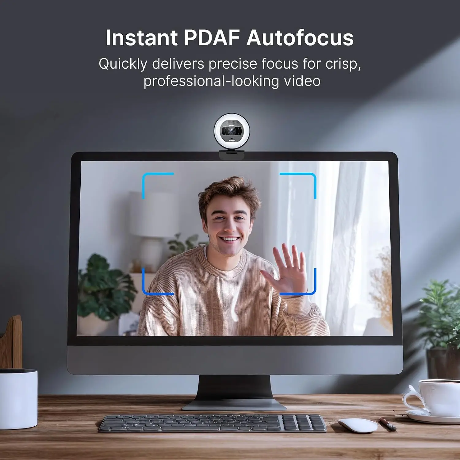 4K Webcam with Ring Light Pdaf Autofocus 1080P 60Fps 11