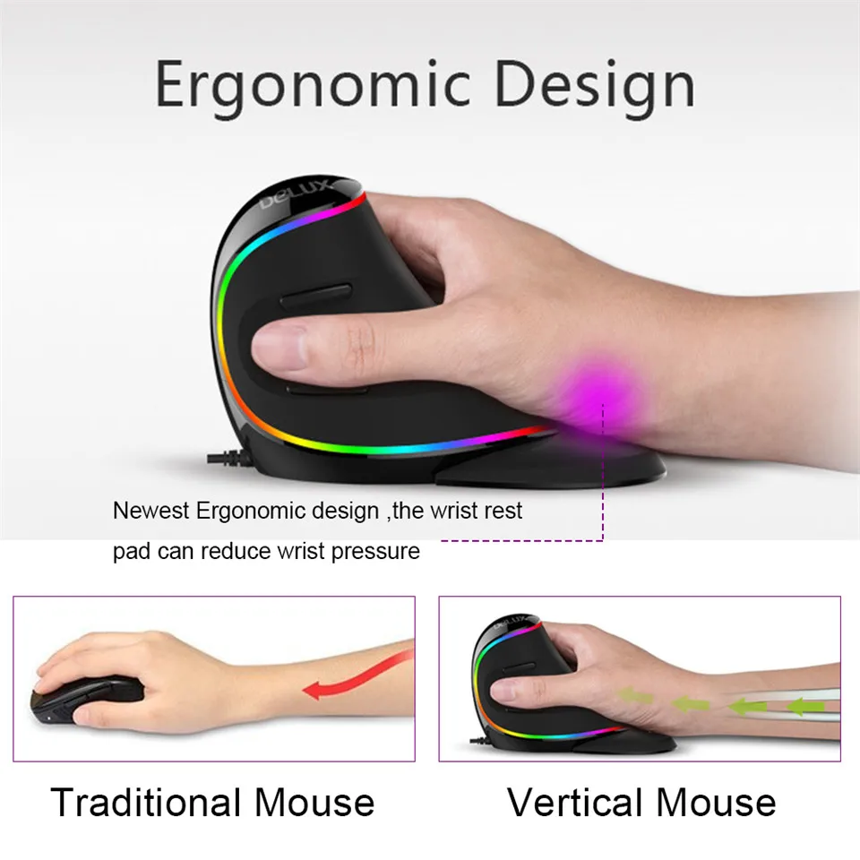 Delux M618 Plus Ergonomic Vertical Gaming Mouse 6 Buttons 2 | PricZone Delux M618 Plus Ergonomic Vertical Gaming Mouse 6 Buttons 2 | PricZone