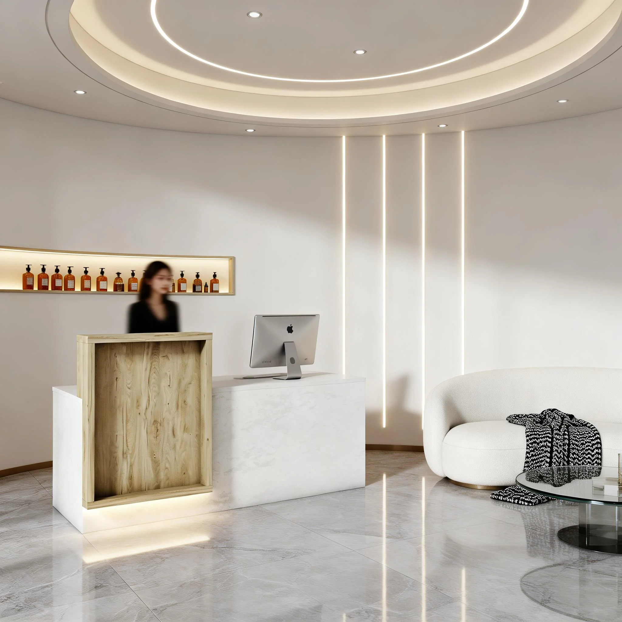 79In 2 Person Reception Desk with LED Light and Drawers 5 | PricZone 79In 2 Person Reception Desk with LED Light and Drawers 5 | PricZone