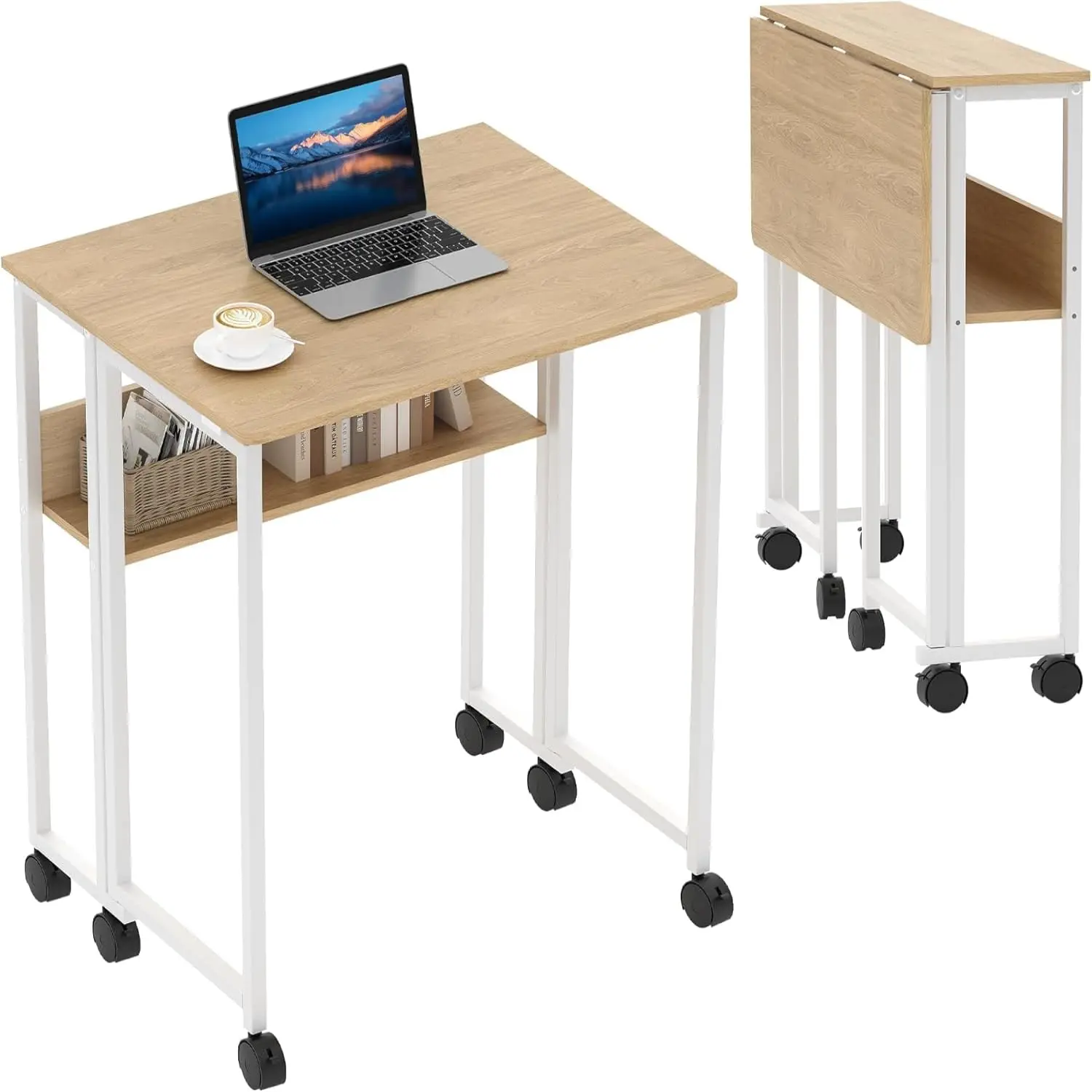 SpaceSaving Computer Desk with Storage Shelf and Wheels 2 | PricZone Space Saving Computer Desk with Storage Shelf and Wheels 2 | PricZone