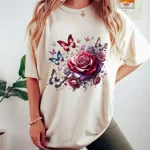 Plus Size Loose Fit Tank Top with Rose Butterfly 6 | PricZone