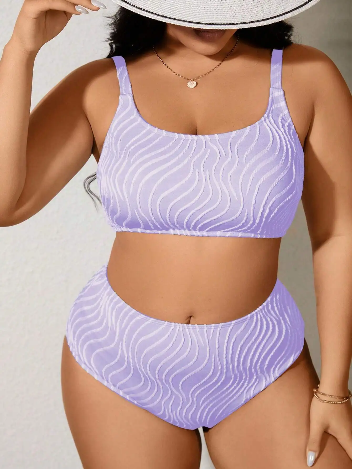 Plus Size Women Wavy Print High Waist Bikini Set Summer 5 | PricZone Plus Size Women Wavy Print High Waist Bikini Set Summer 5 | PricZone